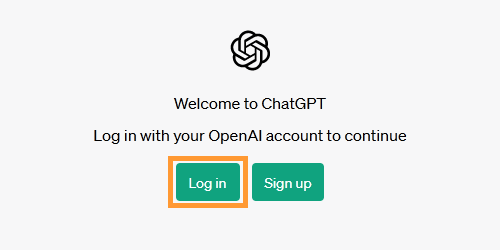 ChatGPTのログイン手順を示す