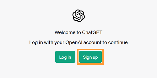 ChatGPTの登録手順を示す