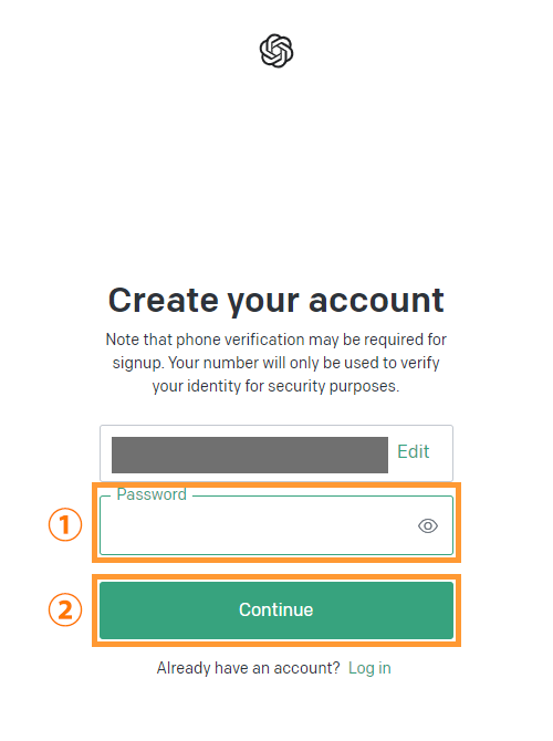 ChatGPTの登録手順を示す